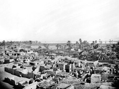 Landsbyen i Karnak, Nubia, Egypt, 1887 av Georges Henri Bechard