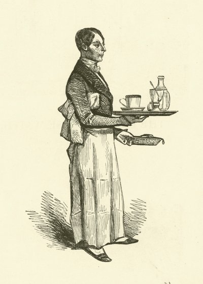 Kaffehusets servitør (gravering) av Henri Bonaventure (after) Monnier