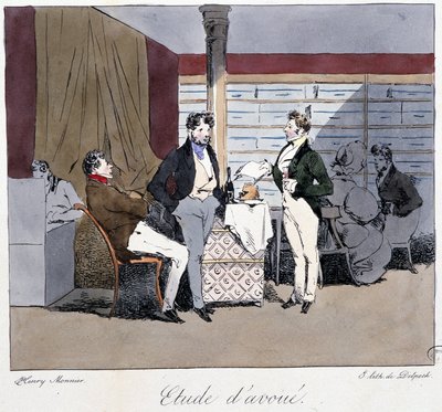 Advokatstudie - i "" Tidligere og i dag"" av Henri Monnier, red. Delpech, Paris av Henri Bonaventure Monnier