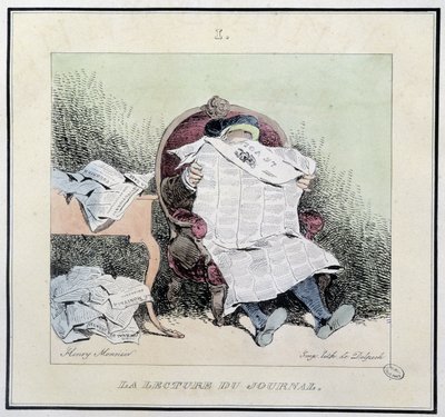 Leser avisen - i "" parisiske skisser" av Henri Monnier, red. Delpech, Paris av Henri Bonaventure Monnier