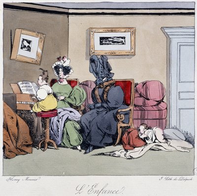 Childhood (pianotimer) - i "" Tidligere og i dag" av Henri Monnier, red. Delpech, Paris av Henri Bonaventure Monnier