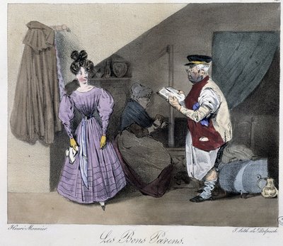 De gode foreldrene - i "" parisiske sketser" av Henri Monnier, red. Delpech, Paris av Henri Bonaventure Monnier