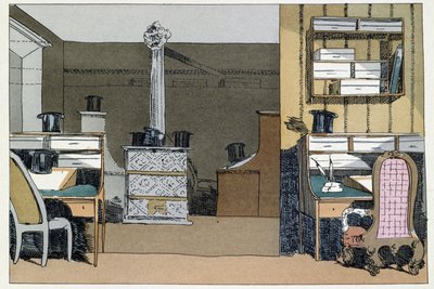 To timer: turer i det indre av departementet, hatter erstatter det fraværende - i "" Administrative mores"" av Henri Monnier av Henri Bonaventure Monnier