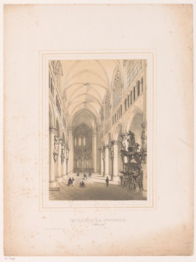Interiør i katedralen Saint Michael og Saint Gudula i Brussel Interiør de Ste. Gudule, a Bruxelles (tittel på objekt) av Henri Borremans (attributed to)