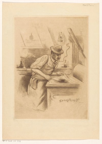 Skriver i studioet hans av Henri Boutet (possibly)