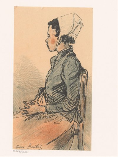 Sidevisning av en ung kvinne på en stol av Henri Boutet