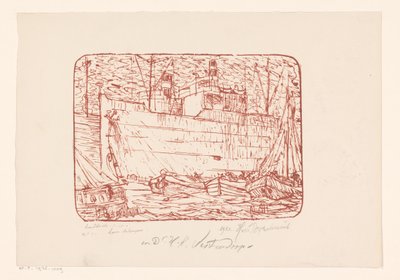 Antwerpen havn (original tittel på objektet) av Henri Braakensiek (signed by artist)