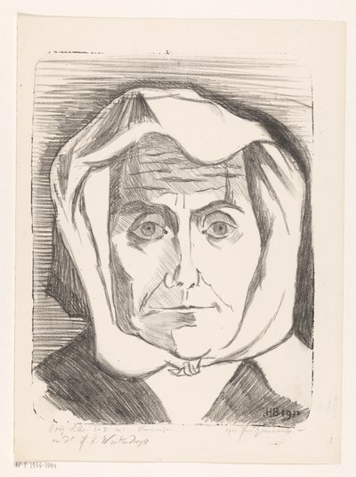 Portrett av en ukjent kvinne Insane (original serietittel på objekt) av Henri Braakensiek (signed by artist)