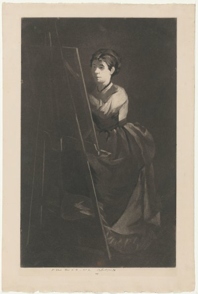 Portrett av Eva Gonzalès foran et staffeli av Henri Charles Guérard (signed by artist)