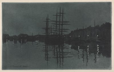 Effekten av månen ved Dieppe, ca. 1885. av Henri Charles Guérard