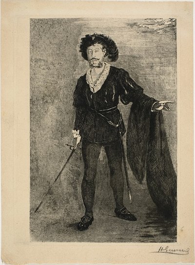 Faure i rollen som Hamlet av Henri Charles Guérard