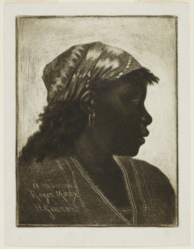 Head of Negress, ca. 1888 (mezzotint) av Henri Charles Guérard