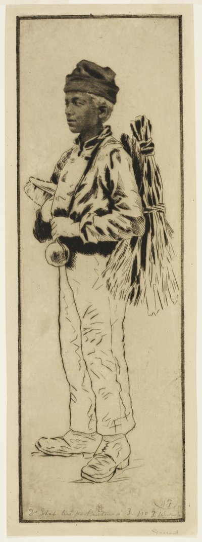 Le ramoneur (Skorsteinsfeieren), ca. 1890 (etsing og tørrnipp) av Henri Charles Guérard