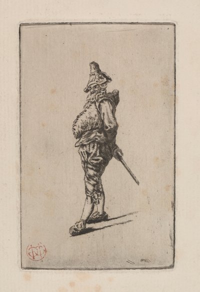 Punchinello, etter Meissonier, 1876. av Henri Charles Guérard