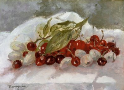 Stilleben: Kirsebær og ananas av Henri Charles Manguin
