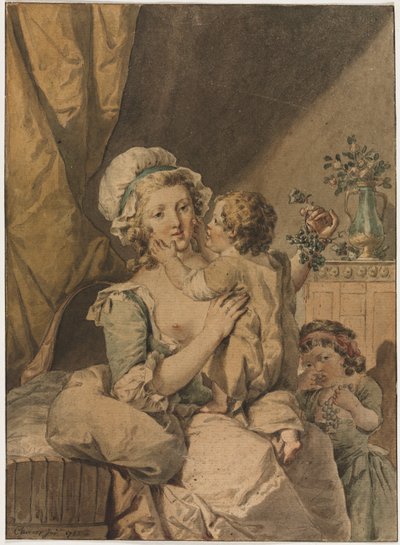Mor med to barn, 1788. av Henri Chevaux