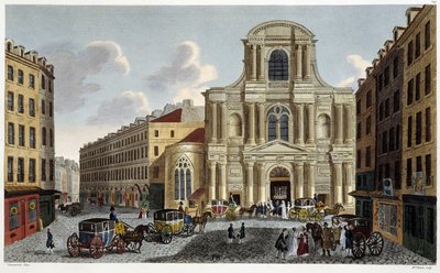 Saint-Gervais kirke, rundt 1820 - i ""Views of Paris"" av Courvoisier av Henri Courvoisier Voisin