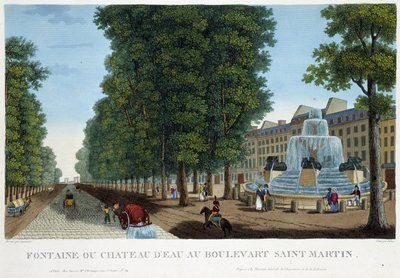 Fontene eller vannslott til Bd St Martin - i "" Vues de Paris"" av Courvoisier av Henri Courvoisier-Voisin