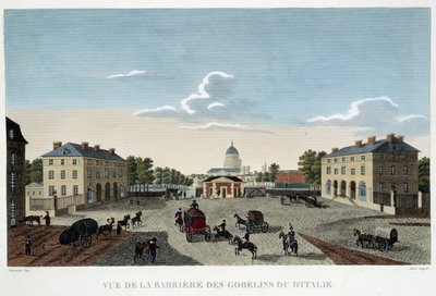 Gobelinene eller den italienske barrieren, rundt 1820 - i ""Views of Paris"" av Courvoisier av Henri Courvoisier Voisin