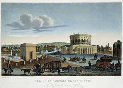 The Barriere de la Villette, rundt 1820 - i "" Views of Paris "" av Courvoisier av Henri Courvoisier Voisin