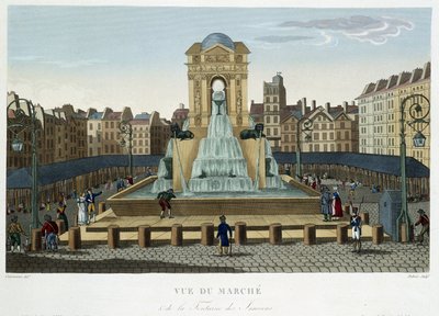 The Fountain of the Innocents, rundt 1820 - i ""Views of Paris"" av Courvoisier 1827 av Henri Courvoisier-Voisin