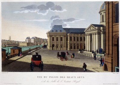 Palace of Fine Arts and Institute, ca 1820 - i ""Views of Paris"" av Courvoisier av Henri Courvoisier Voisin