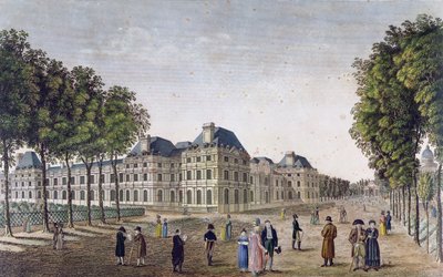 Luxembourg-palasset, ca. 1815-20 (fargegravering) av Henri Courvoisier Voisin