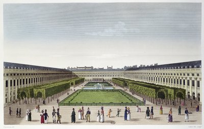 Utsikt over hagen til Palais Royal, sett fra Galeries de Bois, gravert av Aubert Fils, ca. 1815-20 av Henri Courvoisier Voisin
