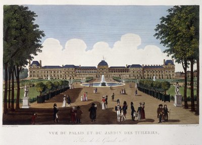 Utsikt over palasset og hagen til Tuileriene - i "" Vues de Paris"" av Courvoisier av Henri Courvoisier Voisin