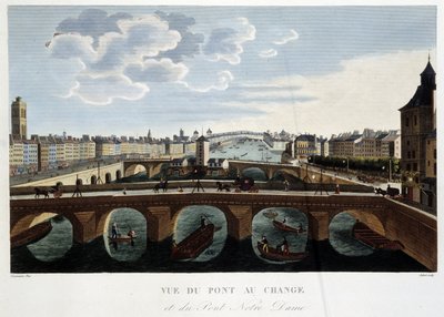 Utsikt over endringsbroen - i "" Views of Paris"" av Courvoisier av Henri Courvoisier-Voisin
