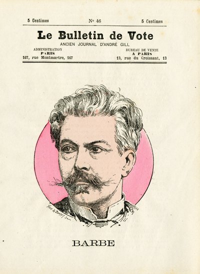Stemmeseddel 2. serie, satirisk i farger: skjegg - Illustrasjon av Henry Demare (1846-1888) av Henri Demare