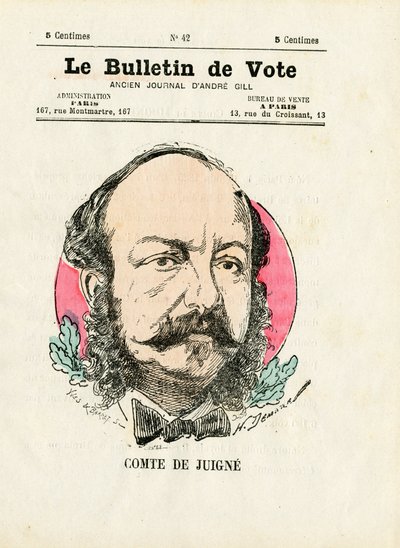 Stemmeseddel 2. serie, Satirical in Colours: De Juigne Comte - Illustrasjon av Henri Demare (1846-1888) av Henri Demare