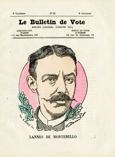 Stemmeseddel 2. serie, Satirisk i farger: Lannes de Montebello - Illustrasjon av Henri Demare (1846-1888) av Henri Demare