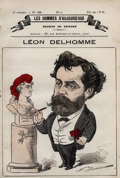 Tegneserie av Leon Alexandre Delhomme (1841-1895) fransk billedhugger fra 