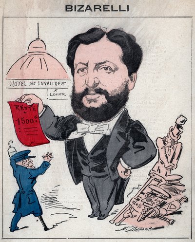Louis Bizarelli fransk politiker (1836-1902) - Tegneserie av Henri Demare i «Les Hommes d