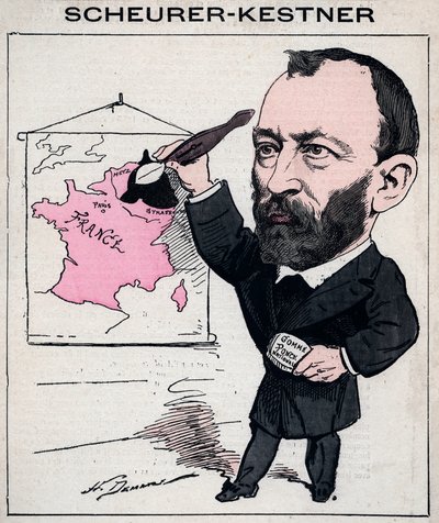 Portrett av Auguste Scherer-Kestner (Scheurer Kestner) (1833-1899) kjemiker, industrimann og Alsace-politiker - karikatur av Henri Demare i "Les Hommes d'Today" ", Paris av Henri Demare
