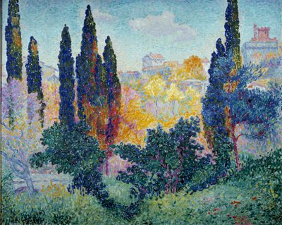 Sypressene ved Cagnes Maleri av Henri Cross Delacroix (Henri Edmond Cross) (1856-1910) 1908 Søn. 0,81x1 m Paris, Musee d