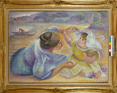 Mor leker med barnet sitt, ca. 1897 av Henri Edmond Cross