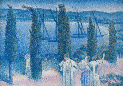 Nocturne med sypresser Nocturne aux cyprès, 1896. av Henri Edmond Cross
