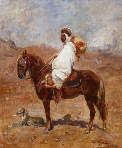 En araber på en hest i et ørkenlandskap av Henri Emilien Rousseau