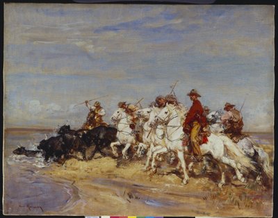 Rounding Up the Cattle (olje på lerret) av Henri Emilien Rousseau
