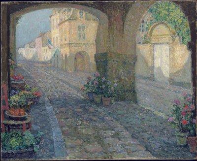 Handle i den gamle verandaen; Den gamle verandabutikken av Henri Eugene Augustin Le Sidaner