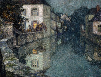 Hus ved kanalen, Nemours; Hus ved kanalen, Nemours av Henri Eugene Augustin Le Sidaner