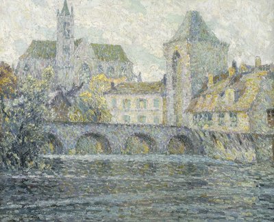 Moret Landskap, Broen; Paysage Moret, Le Pont av Henri Eugene Augustin Le Sidaner
