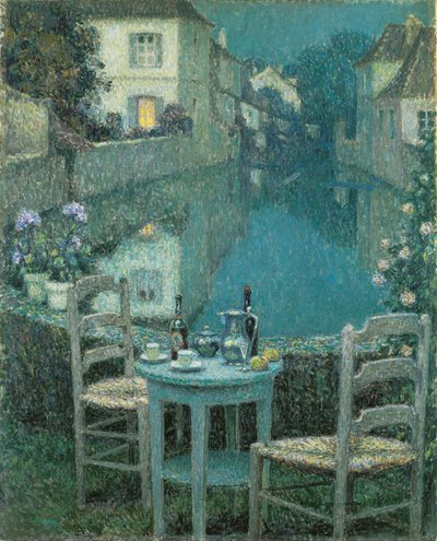Lite bord i kveldsskumringen av Henri Eugene Augustin Le Sidaner