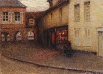Den lille butikken, Gerberoy; La Petit Boutique, Gerberoy, ca. 1906 (olje på lerret) av Henri Eugene Augustin Le Sidaner