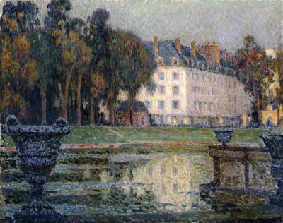 Neptunfontenen i skumring av Henri Eugene Augustin Le Sidaner