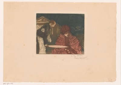 Kvinne på en terrasse med servitør av Henri Evenepoel (signed by artist)