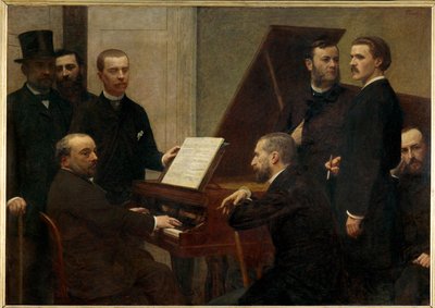 Rundt pianoet, fra venstre: Adolphe Jullien, Arthur (maleri på lerret) av Henri Fantin-Latour