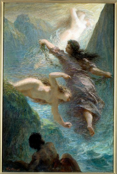 Jentene på Rhinen. Pastell av Henri Fantin Latour (Fantin-Latour av Ignace Henri Jean Fantin-Latour